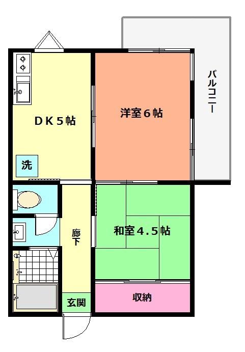 旭永ハイム(2DK/2階)の間取り写真