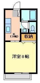 ビーライン川南 A(1K/1階)の間取り写真