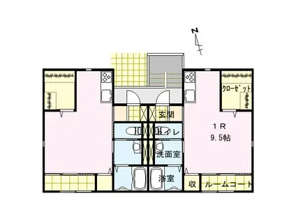 サンシャルムA(ワンルーム/1階)の間取り写真