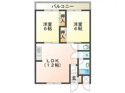 コーポ上山(2LDK/3階)の間取り写真