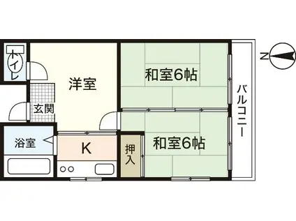 平成ビル(2DK/2階)の間取り写真