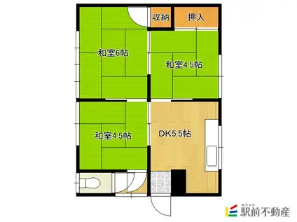 八戸2丁目アパート(3DK/2階)の間取り写真