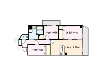 第36川崎ビル(3LDK/4階)の間取り写真