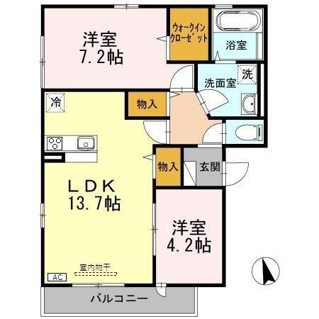 PICCOLO PINO島町A棟(2LDK/3階)の間取り写真