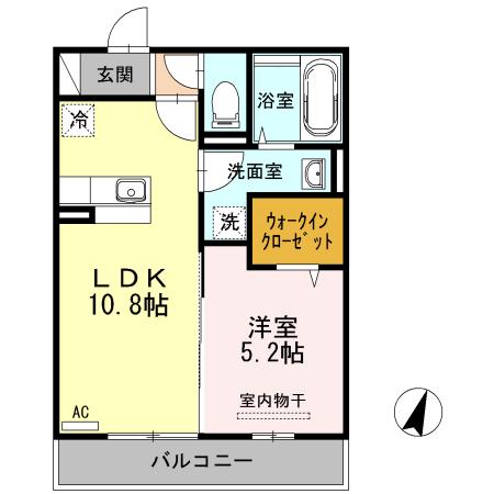 カノン上近江 205(1LDK/2階)の間取り写真