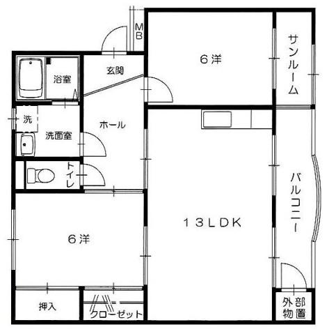 川本マンション(2LDK/2階)の間取り写真