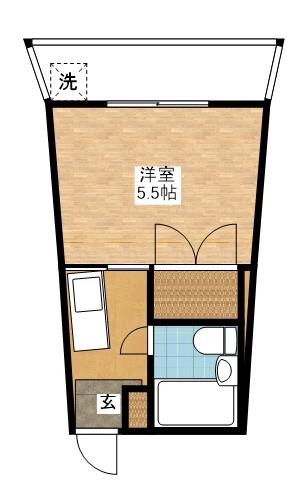 ハイランドM(1K/2階)の間取り写真