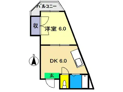 ハイツMII(1DK/4階)の間取り写真
