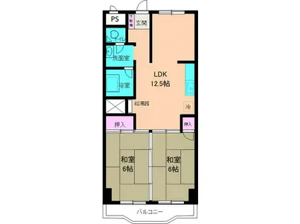 中島丁ハイツ(2LDK/1階)の間取り写真