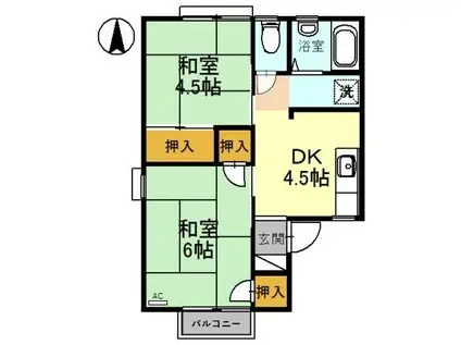 ハイツ水越 B(2DK/2階)の間取り写真