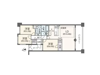 ノブレス新百合ヶ丘フォレストハウス(3LDK/5階)の間取り写真