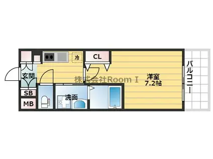ミュプレ北浜(1K/2階)の間取り写真