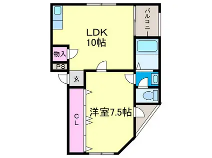 大栄ビル(1LDK/2階)の間取り写真