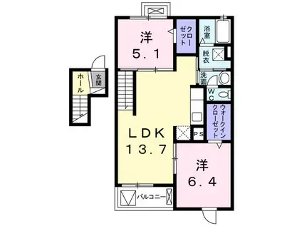 タキヤマレジデンス(2LDK/4階)の間取り写真