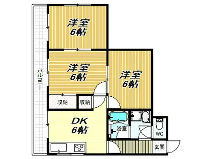 第二岡本ハイツ(3DK/2階)の間取り写真
