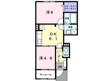 サンリットビュー・コヤマII(2DK/1階)の間取り写真