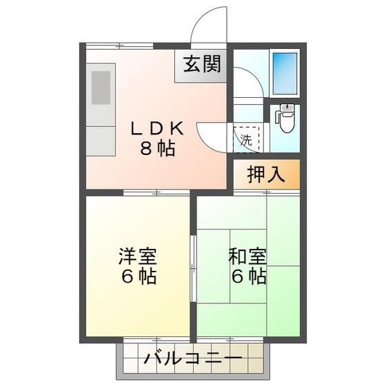 コーポ城西(2LDK/1階)の間取り写真