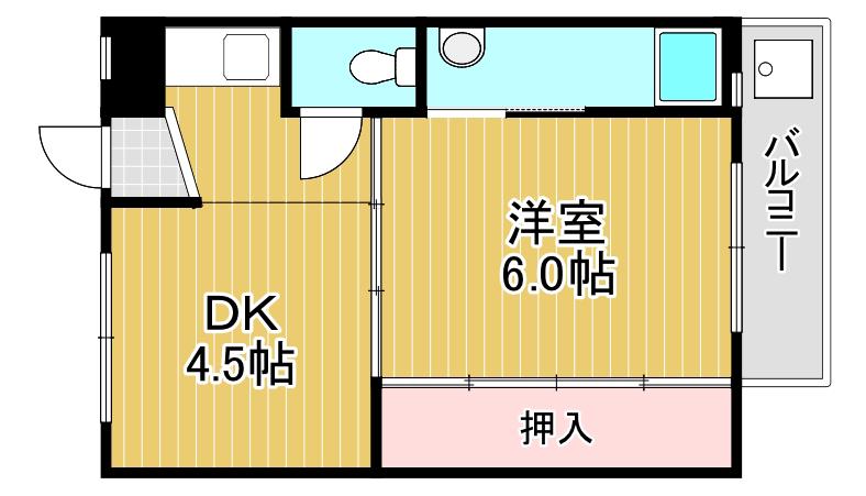 ビレッジハウス木戸(1DK/4階)の間取り写真