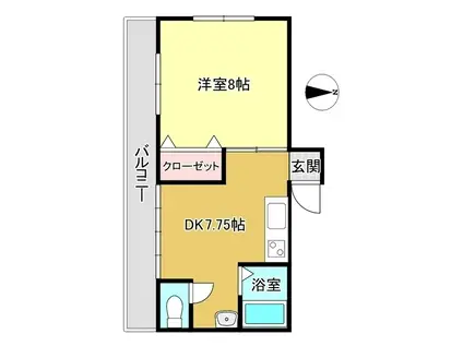 野口ビル(1DK/3階)の間取り写真