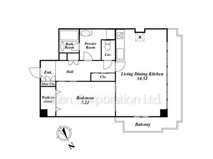 逗子マリーナ4号棟(1LDK/2階)の間取り写真