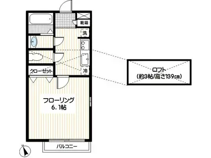 ローゼンハイム(1K/2階)の間取り写真
