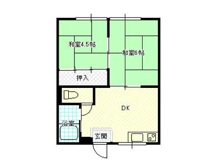 コーポひまわり(2DK/1階)の間取り写真