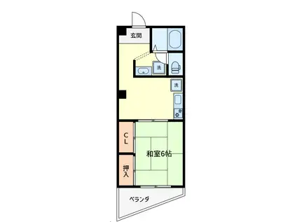 マンション茂田(1DK/2階)の間取り写真