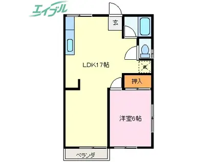 ハイツENZA(1LDK/1階)の間取り写真