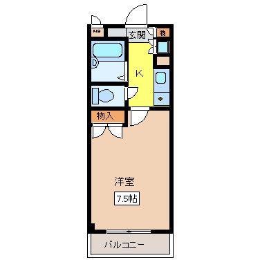 アネックス平野(1K/2階)の間取り写真