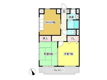 ウェーブ28(2DK/3階)の間取り写真