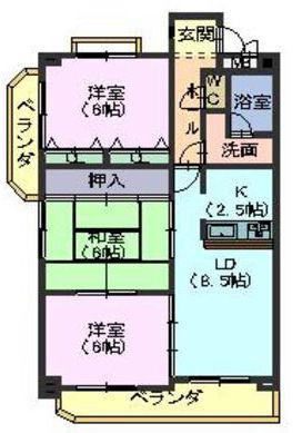 WING 95(3LDK/2階)の間取り写真