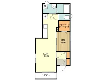 リヴェール玉川上水(1LDK/1階)の間取り写真