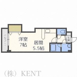 コンパス琴似(1DK/2階)の間取り写真