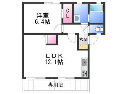 フレグランス吹上(1LDK/1階)の間取り写真