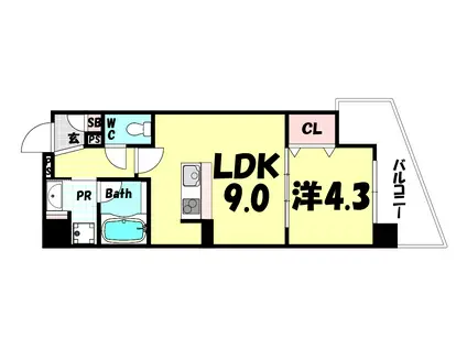リノスタイル神戸下山手(1LDK/3階)の間取り写真