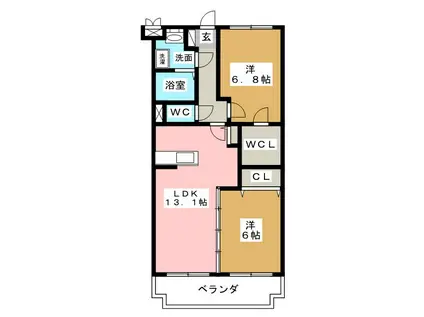グランストーク下平川(2LDK/1階)の間取り写真