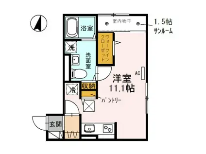 HIGASHISHIRO PARK HOUSE(ワンルーム/1階)の間取り写真