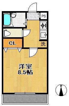 サンライト・12(1K/2階)の間取り写真