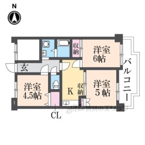 友井グレイス(3DK/4階)の間取り写真