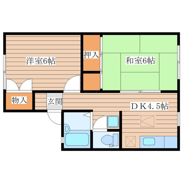 サンライズ館D(2DK/1階)の間取り写真