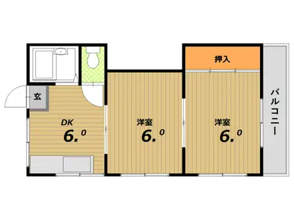 エーデルハイム須磨(2DK/2階)の間取り写真
