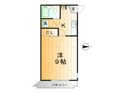 キャッスル虎丸(1K/2階)の間取り写真