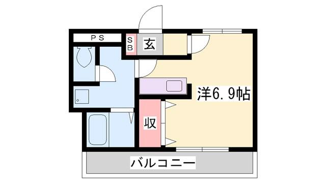 フラッツネオシティ(ワンルーム/1階)の間取り写真
