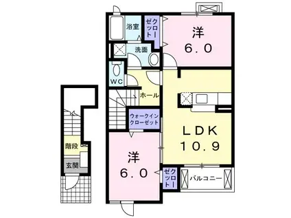 グリーンフィールドA(2LDK/2階)の間取り写真