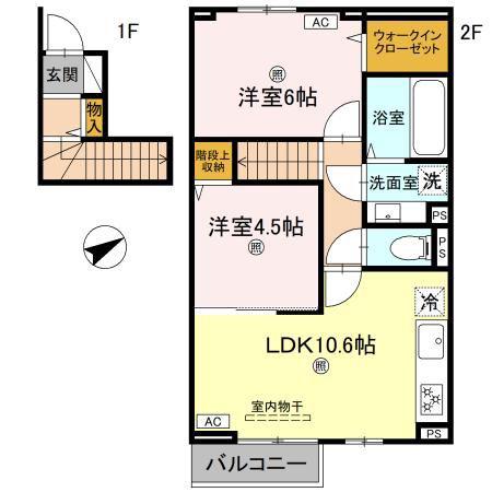 D-ROOM上滝野(2LDK/2階)の間取り写真