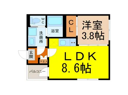 ハーモニーテラス露橋III(1LDK/1階)の間取り写真