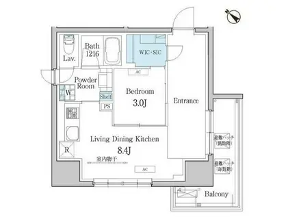 デュオフラッツ池尻大橋(1LDK/6階)の間取り写真