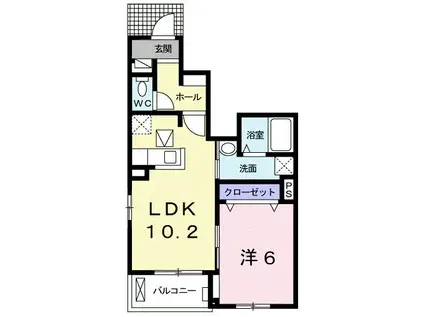 ヴェルソー有本II(1LDK/1階)の間取り写真