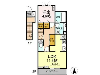 EL VIENTO(1LDK/2階)の間取り写真