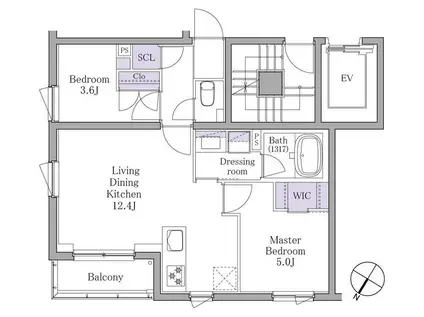 イプセ白金(2LDK/3階)の間取り写真